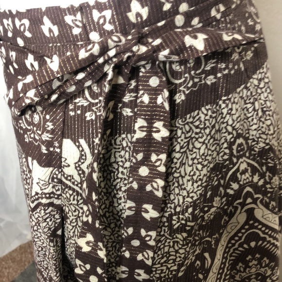 BCBG Maxazria brown and gold bohemian style wrap skirt size XS - Picture 6 of 12